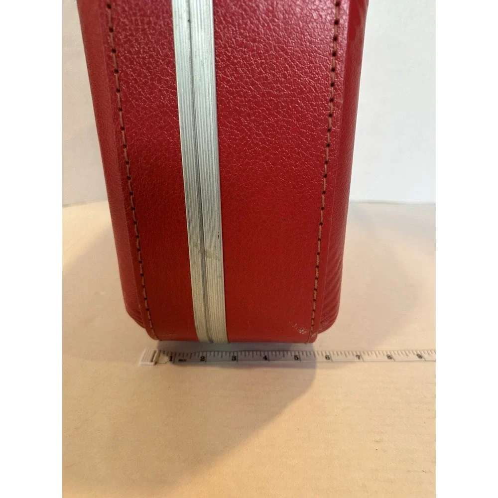 Going To Grandma's Red Vinyl Hard Suite Case Red Trojan Luggage